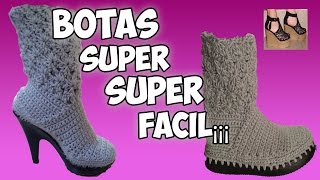 BOTAS TEJIDAS EN CROCHET SUPER SUPER FACIL [upl. by Rekrap]