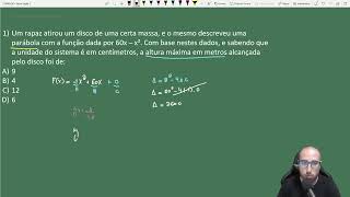 QUESTÃO DE FUNÇÃO DO 2° GRAU  BANCA IBFC Um rapaz atirou um disco de uma certa massa [upl. by Akerahs]