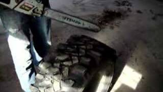 Tire Grooving with chainsaw [upl. by Verneuil]