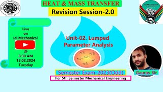 Revision Session02  Unit02 Lumped Parameter Analysis  HMT  5th sem Mechanical Engg [upl. by Modern515]