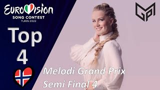 Melodi Grand Prix 2022 MGP Semi Final 4 My Top 4  Norway Eurovision 2022 [upl. by Hill]