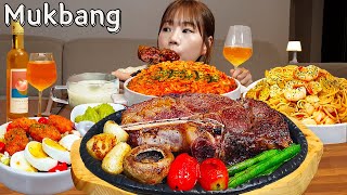 🥩방구석맛피아가 직접만든 양식풀코스에 와인🍷 스테이크투움바리조또알리오올리오 파스타 먹방😎 STEAK PASTA MUKBANG ASMR EATINGSHOW REALSOUND 요리 [upl. by Nnyliak]