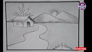 village landscape drawing for beginners  gramer drisso  kids drawing [upl. by Nicolea]