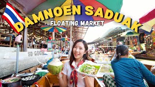 Thailand 🇹🇭 Food adventure on the BOAT Touristy Market worth visiting Floating Market [upl. by Onimixam]