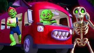 Wheels on The Bus with Zombies  Spooky Halloween Songs for Kids  HooplaKidz [upl. by Debbra]