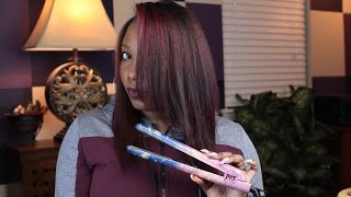 How to Flat Ironing Texlaxed Hair  PYT Galaxy Ceramic Hair Straightner [upl. by Dnomyar]