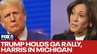 Election Day 2024 Trump holds Georgia rally Harris in Michigan [upl. by Ecertak971]