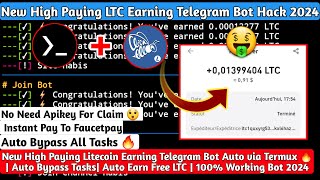 New LTC High Paying Telegram Bot Auto Via Termux 🔥 Auto Bypass Tasks  No Need Apikey For Claim [upl. by Vogele]