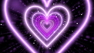 Neon Heart Tunnel 💜Purple Heart Background Wallpaper Video  Vibrant Heart Animation Background [upl. by Durwyn5]