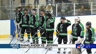 Rhinelander vs Jeffers Boys Hockey Highlights 11423 [upl. by Ludmilla]