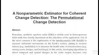 A Nonparametric Estimator for Coherent Change Detection The Permutational Change Detection [upl. by Phyllis914]