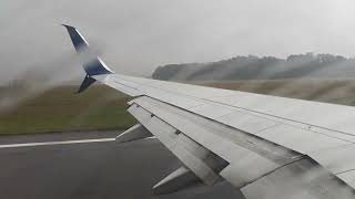 Delta airlines 737932er HIGH power takeoff from RDU in a big storm [upl. by Atarman349]