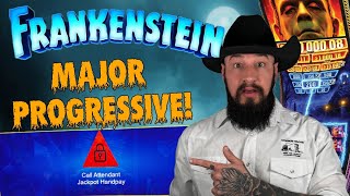 Frankenstein slot machine MAJOR caught on Camera 😱 Shocking Progressive JACKPOT ⚡️TWO JACKPOTS [upl. by Crosby]