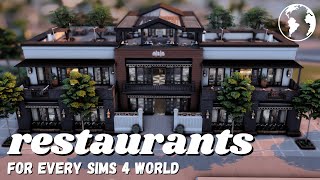 musthave restaurants for EVERY sims 4 world  no cc lot recommendations [upl. by Ettenoitna]