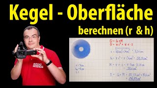 Kegel  Oberfläche berechnen  Radius und Höhe gegeben  Lehrerschmidt [upl. by Nylear]