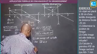 Physique  lentilles application de la formule conjugaison et du grandissement [upl. by Lat]