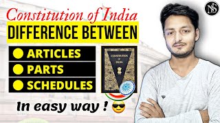 Difference Between Article Parts Schedule Of Indian Constitution  Constitution of India  UPSC [upl. by Atika]