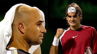 Federer vs Agassi  The Battle of Legends [upl. by Elleina]