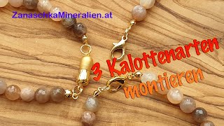 3 Arten von Kalotten auf Perlgarn montieren Schmuck selber machen DIY [upl. by Eittah]