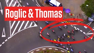 Primoz Roglic Geraint Thomas Crash In Hectic Vuelta a España 2023 Stage 2 [upl. by Ahsoyem]