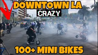 MINI BIKE TAKEOVER THE STAPLE CENTER DOWNTOWN LA RIDEOUT [upl. by Arait]