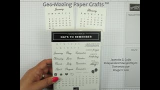 DIY Calendar LineUp Templates for the Days to Remember Stamp Set by StampinUp© [upl. by Simara580]