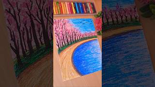 Easy crayon drawing 🖍 crayon drawing nature crayon drawing easy oil pastel drawing drawing [upl. by Siuol]