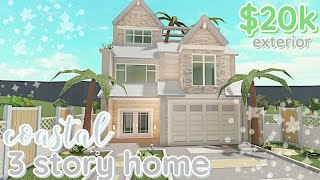 Coastal Bloxburg House Build 2 Story Exterior WITH VOICE [upl. by Imim]