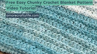 Bernat Aquamarine Single Double Crochet Easy Bernat Blanket Yarn Free Easy Chunky Blanket Pattern [upl. by Jeu]