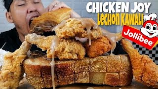 JOLLY LECHON MUKBANG ASMR JOLLIBEE CHICKEN JOY  LECHON KAWALI [upl. by Kano]