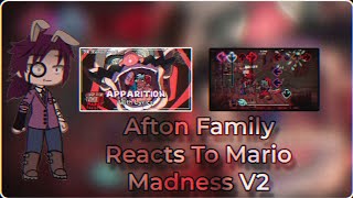 Afton Family Reacts To Mario Madness V2  Gacha club  FNF [upl. by Groos]