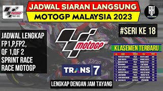 Jadwal Motogp Malaysia 2023GP Malaysia 2023 Seri 18Klasemen Motogp 2023 TerbaruJadwal Motogp 2023 [upl. by Elletnuahc]