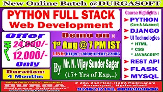 PYTHON FULL STACK Web Development Online Training  DURGASOFT [upl. by Nessah657]