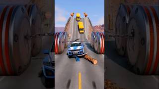 Reverse Cars vs Chain Bollards Crashbeamngdrive shortvideo shorts [upl. by Etteniotna646]