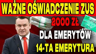 PRZYGOTUJ SWOJE BANKI ZUS WYŚLE ​​2000 ZŁ DLA EMERYTÓW JAKO 14TA EMERYTURA [upl. by Micco843]