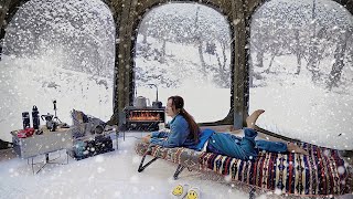 Solo camping in winter Heavy Snow  Enjoy snow scenery in a tent [upl. by Nylesaj]