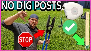 Set Posts the Easy Way No Dig or Cement Posts ✨ Hoselink Retractable Garden Hose Install [upl. by Ynalem]