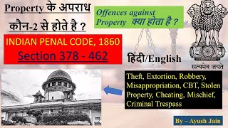 Property के अपराध कौन कौन से होते है  IPC 378  462  हिंदीEnglish Ayush Jain [upl. by Euqinay]