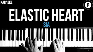 Sia  Elastic Heart Karaoke SLOWER Acoustic Piano Instrumental Cover Lyrics [upl. by Tdnarb]