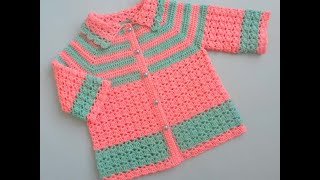 Crochet Baby Cardigan Sweater Easy You tube Video Baby sweater trending cardigan crochet video [upl. by Brander856]