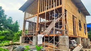 Amazing Work This talented guy renovates and builds villas out of wood [upl. by Kcirneh]