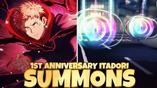 DOUBLE SSR 😲 1st ANNI ITADORI SUMMONS IM SCARED FOR GLOBAL SUMMONS Jujutsu Kaisen Phantom Parade [upl. by Ahsuas205]