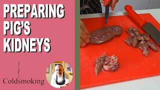 Preparing Pigs Kidneys  Ready for using in a steak amp kidney pudding [upl. by Onitsuaf]