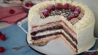 Himbeer Schokoladen Torte  Die luftigsten fruchtigste Sahnetorte EVER  Rezept  Kuchenfee [upl. by Ttergram]