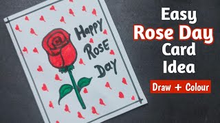 Rose day card making idea  How to draw a Rose flower  Easy Rose drawing  go creative with komal [upl. by Bryanty]