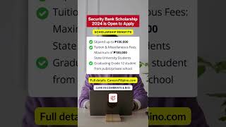 Security Bank External Scholarship 2024  Apply Now [upl. by Yenor368]