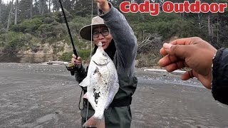 Surf Perch Fishing In Washington Beach [upl. by Asiole583]