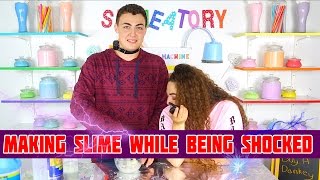 MAKING SLIME WHILE BEING SHOCKED CHALLENGE in the slimeatory [upl. by Esikram]