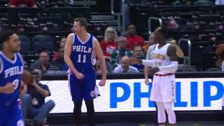 Nik Stauskas Throws It DOWN  76ers vs Hawks  January 21 2017 NBA Regular Season [upl. by Anniram803]