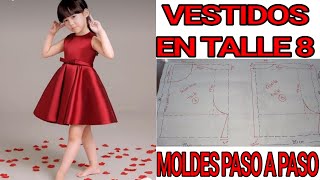 COMO HACER VESTIDOS EN TALLE 8💖💖 MOLDES PASO A PASO 💖💖 [upl. by Yllus109]